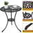 23.6 Inch Round Cast Aluminum Patio Bistro Table with Umbrella Hole, Antique Design Outdoor Coffee Side Table, Durable and Weather-Resistant, Perfect for Backyard, Garden, Porch, Pool, Balcony, Black