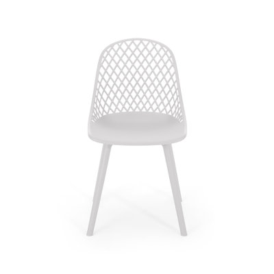Chaise d'extérieur résistante aux intempéries - Polypropylène blanc avec structure solide et chaise en maille losangée pour l'extérieur, stable, résistante aux intempéries