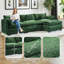 Couchette surdimensionnée en chenille de 112 po avec couchette modulaire en L avec repose-pieds et mousse à mémoire de forme pour salon - gris moderne-1065616764