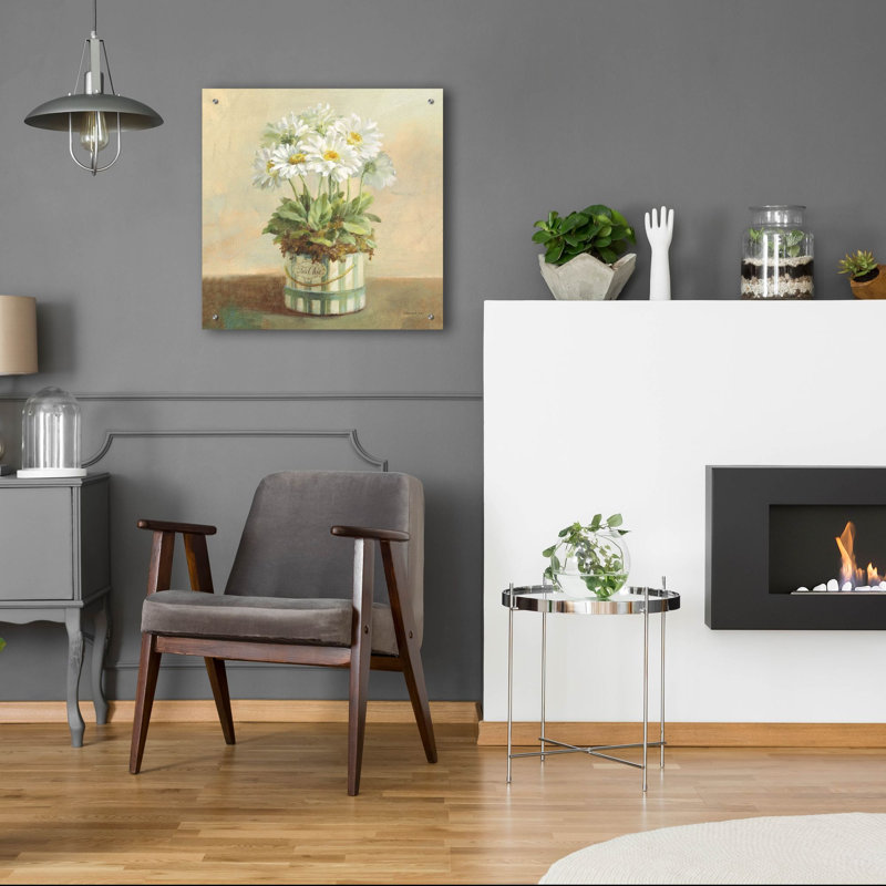  «Tres Chic Daisies» par Danhui Nai, art mural en verre acrylique, 24 po x 24 po