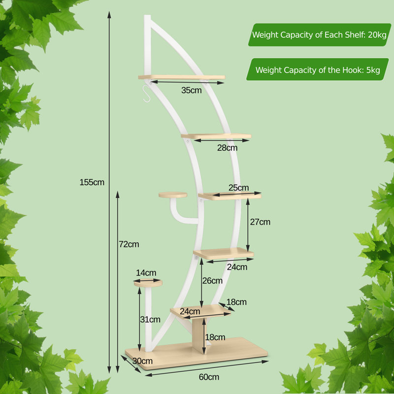 Nathasha Plant Stand, White/Natural