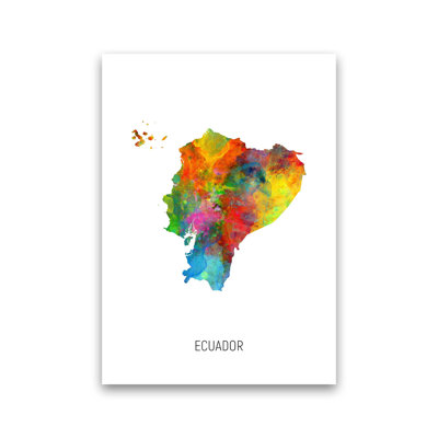 Ecuador Watercolour Map by Michael Tompsett - Print