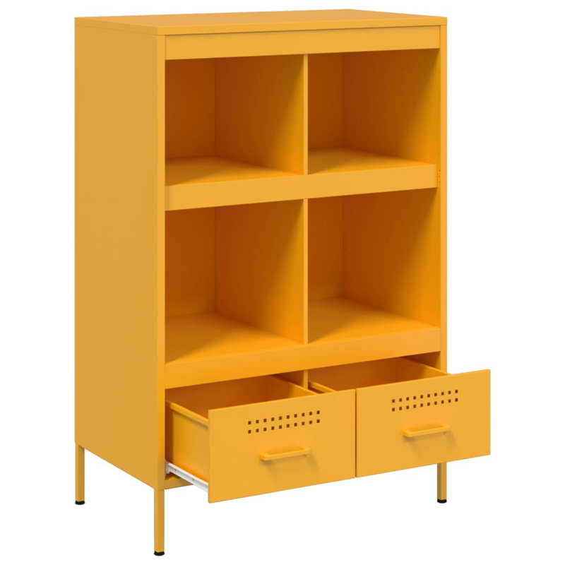 Sharell 101.5cm H x 68cm W Steel Standard Bookcase, Mustard