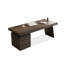 Bureau double caisson rectangulaire en bois massif avec tiroirs