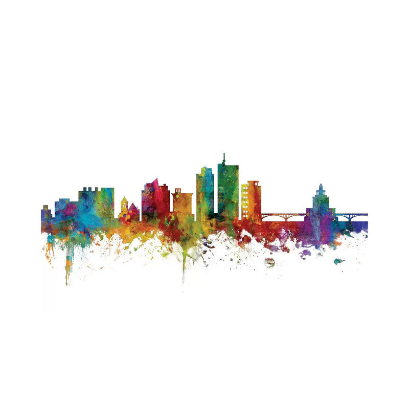 Cedar, Rapids Iowa Skyline by Michael Tompsett - 1 Piece Wrapped Canvas Wall Art, 101.6 cm H x 66.04 cm W x 1.91 cm D