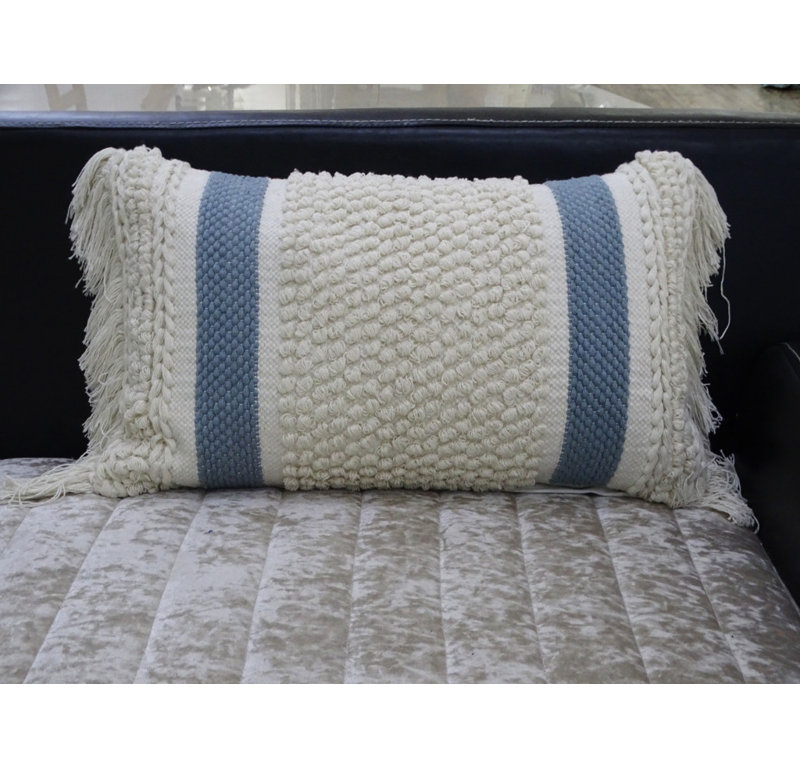 Fringed Cotton Blend Throw Pillow