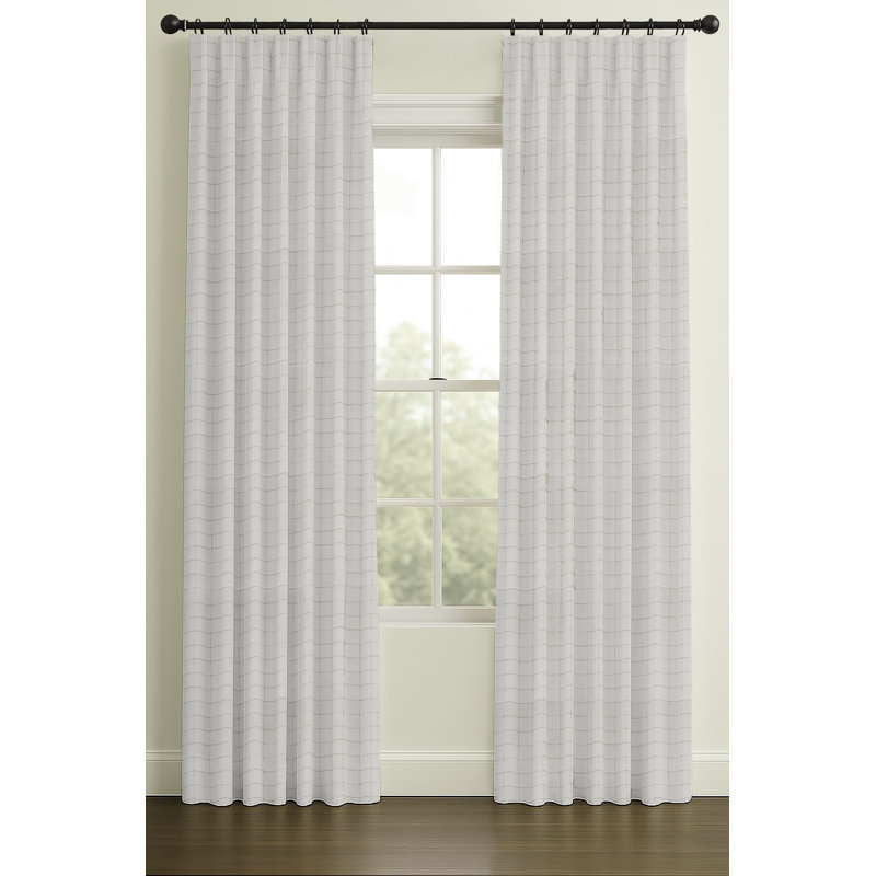 120" Inverted Pleat Double Lining Mathis On White Cotton, Single, 50" W x 84" L, Rod Pocket