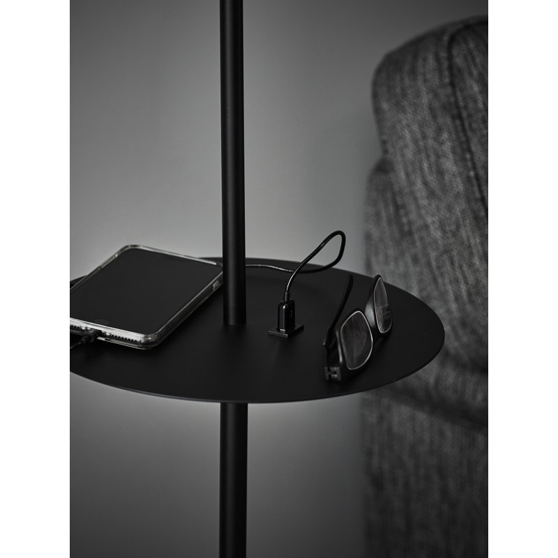Evered 144cm Tray Table Floor Lamp with USB, Black