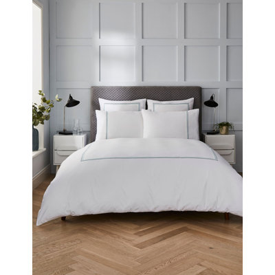 Triple Row Cord 400TC Collection Cotton Solid Colour Duvet Cover Set