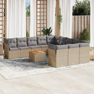  Ensemble de canapé de jardin mélange beige, gris clair