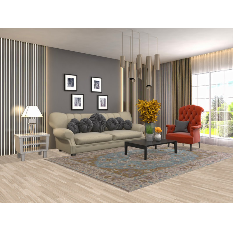 Tapis bleu sur-teint traditionnel 6 x 9