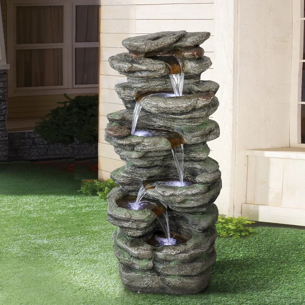 Millwood Pines Abdul-Malik Resin Fiberglass Relaxing Water Fountain ...