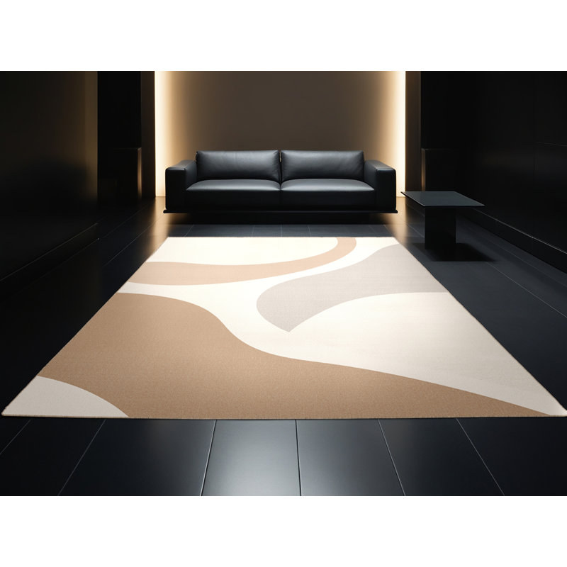 Tapis beige lavable à la machine - minimaliste Arverne, Carré 3 pi