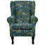 Teal Monkey Wingback Armchair