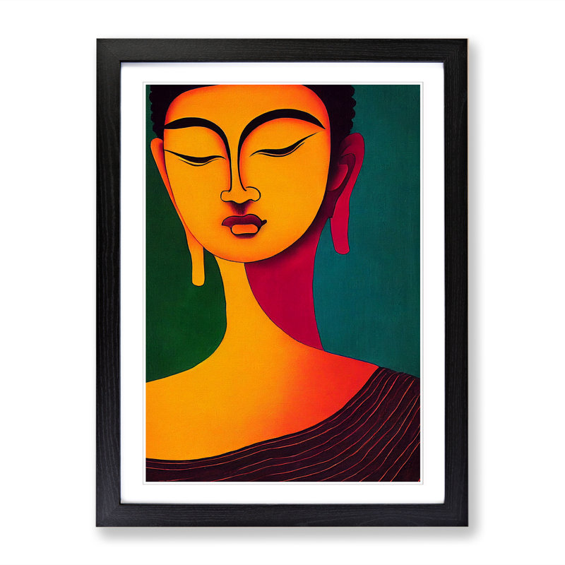 Buddha Abstract - Single Picture Frame Print, Black Framed, 64cm H x 46cm W