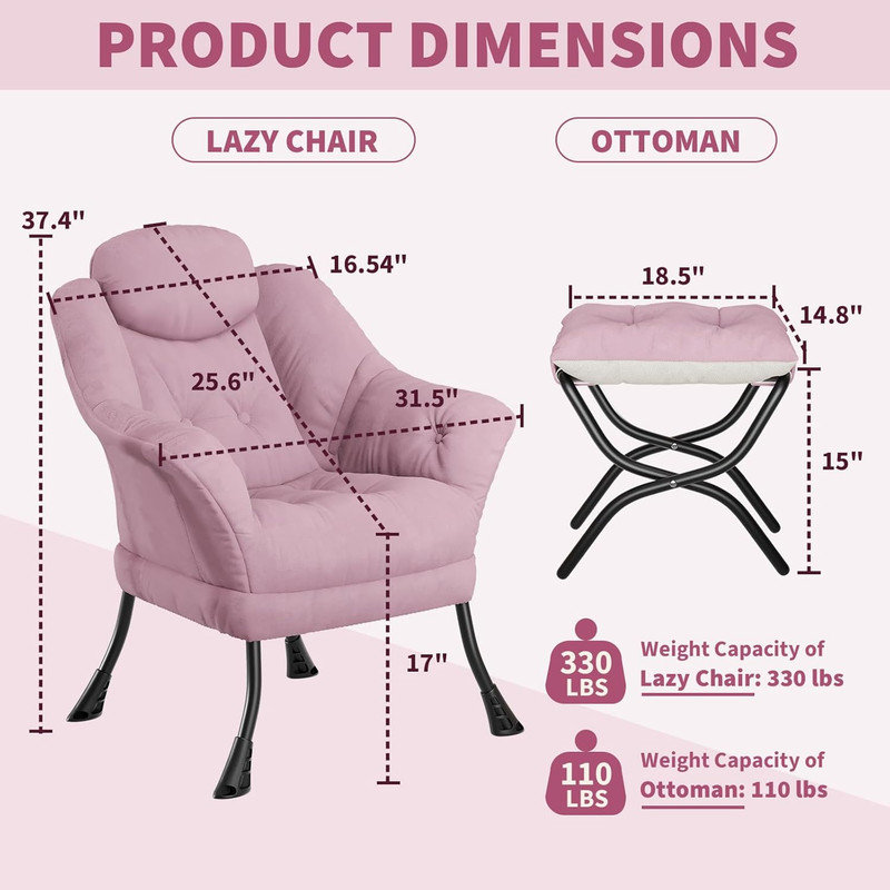 Upholstered Armchair, Pink