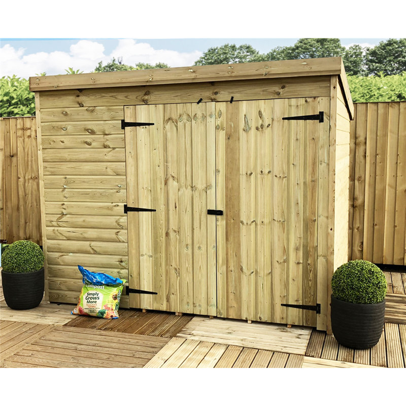 Cadance 8 x 3 Pressure Treated Pent Garden Shed with Double Doors