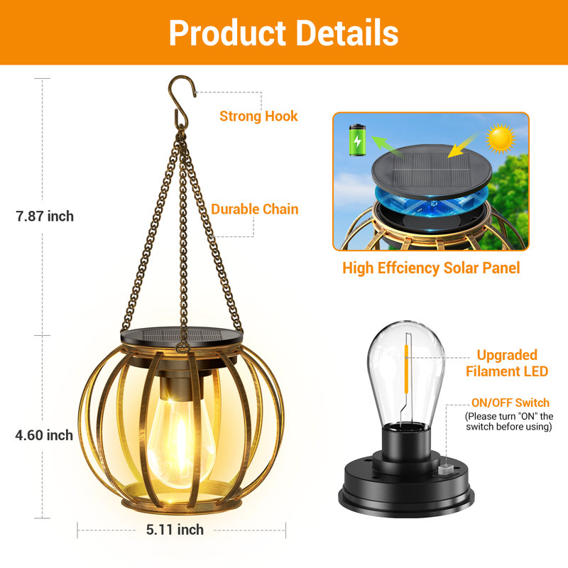 12.5" Solar Powered Integrated LED Outdoor Lantern, Bronze