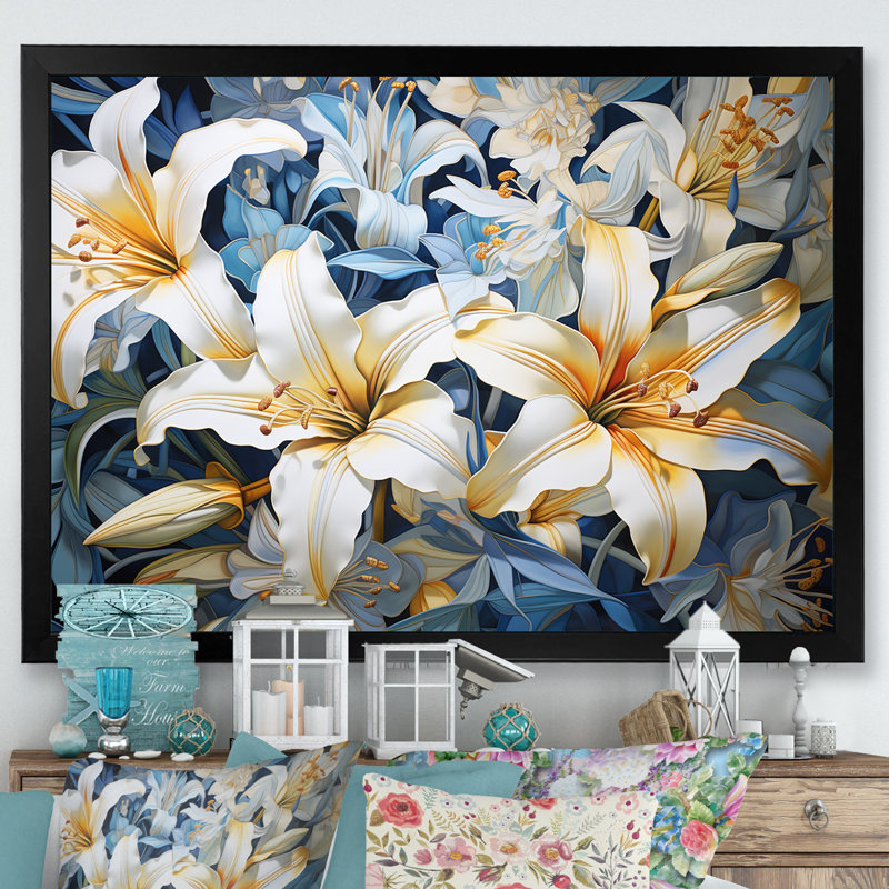 Pure Lily Beauty Whispers sur toile, Cadre simple noir, H 34 po x l 44 po x P 1,5 po
