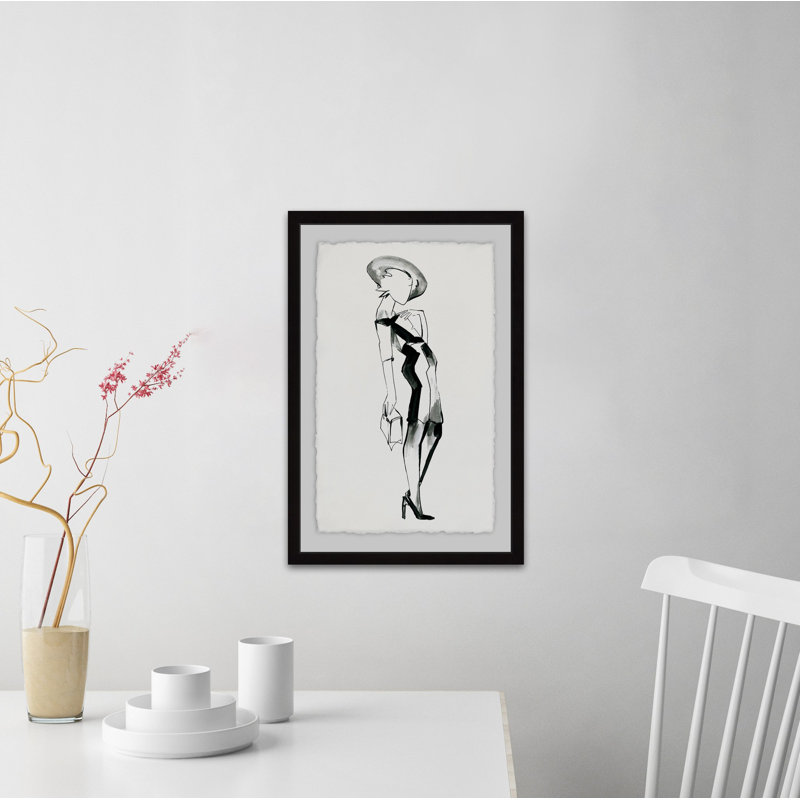 « sophistiqué lady », reproduction de peinture à l’acrylique encadrée, H 18 po x l 12 po