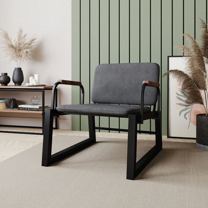 Fauteuil d'appoint en acier Whythe, Noir, Noir