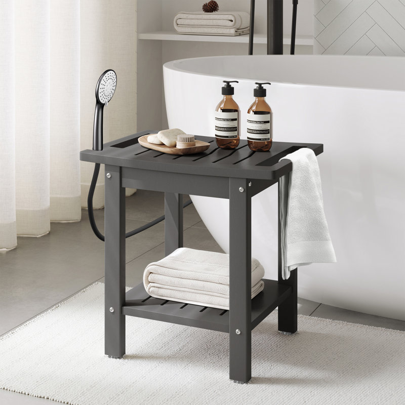 Banc de douche en poly, Gris foncé