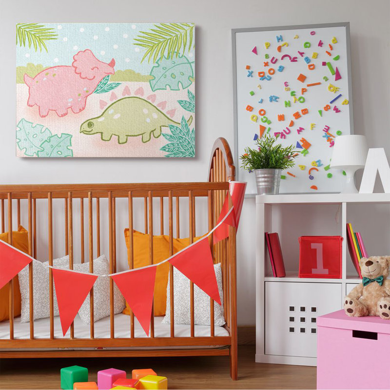 Elaxi, conception de dinosaures mignons pour enfants, Toile tendue, H 36 po x l 48 po x P 1,5 po