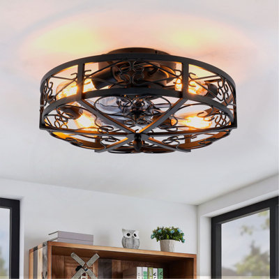 Ventilateur de plafond de 20 po, moteur réversible, télécommande CC, ventilateur de plafond à 6 vitesses, minuterie, pour le salon, la chambre à coucher ou la salle à manger - ampoules non incluses