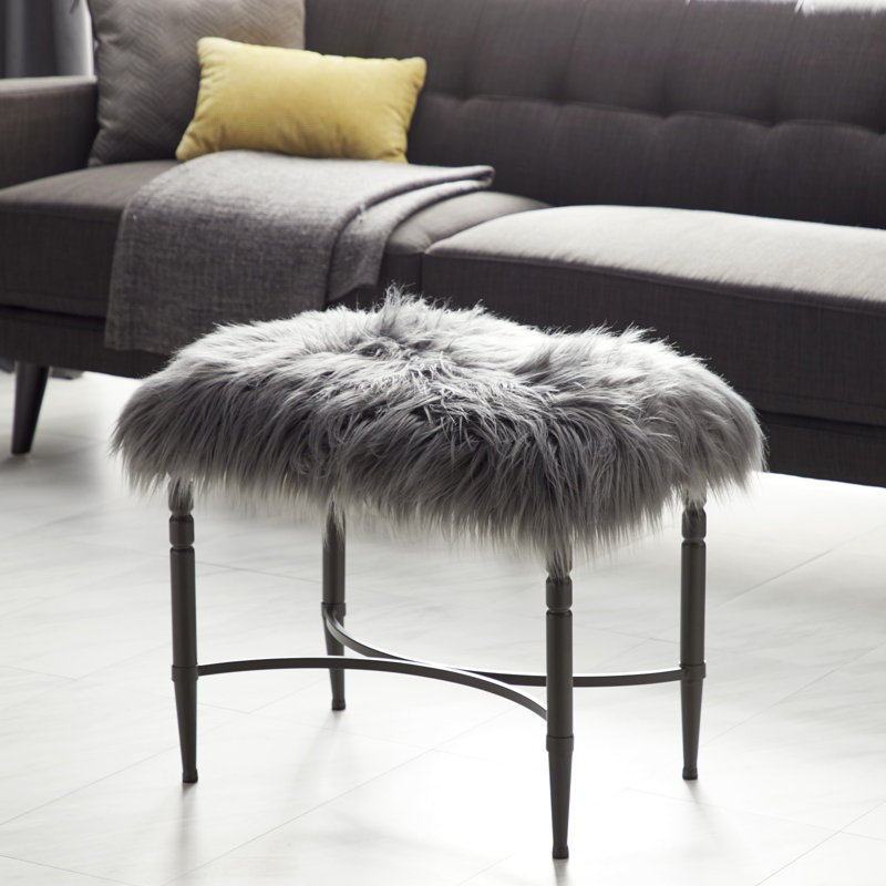 Askerby Solid Wood Accent Stool, Matte Gray