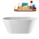 55" Streamline Soaking Glossy White Freestanding Tub and Tray With Internal Drain