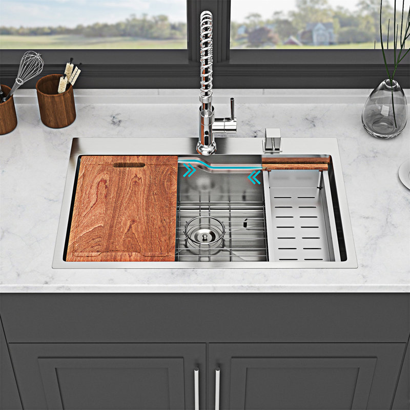 Drop In Kitchen Sink Topmount Single Bowl