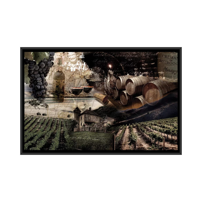 «Wine» par GraphINC Studio, impression sur toile, H 40 po x l 60 po x P 1,5 po, Toile avec cadre noir, Pas de tapis