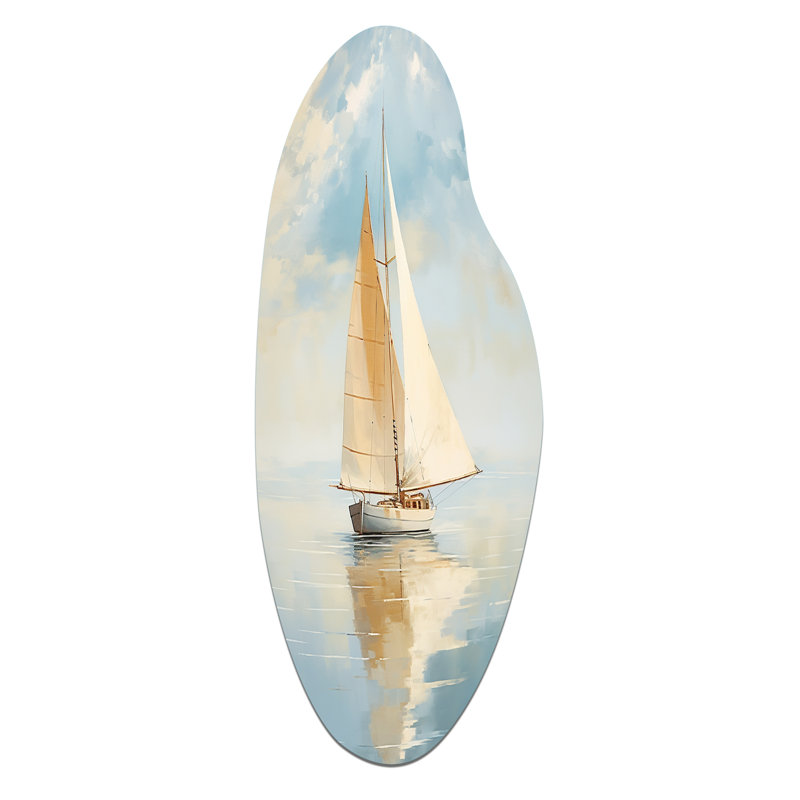 Alrita - Voile de bateau incurvée, art mural en métal asymétrique, H 38 po x l 15 po