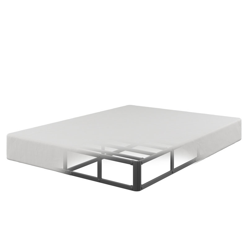 Sommier tapissier en métal 9 po avec housse en tissu, Gray, Grand lit