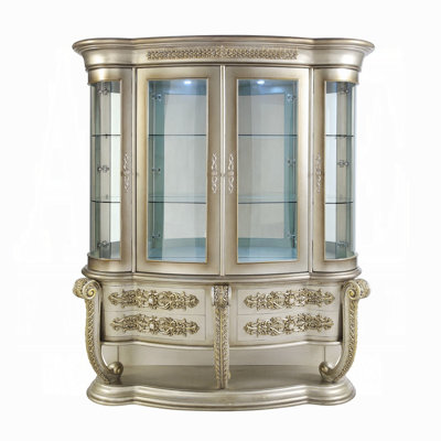 Vitrine Danae Glam champagne et or avec tablettes en verre trempé