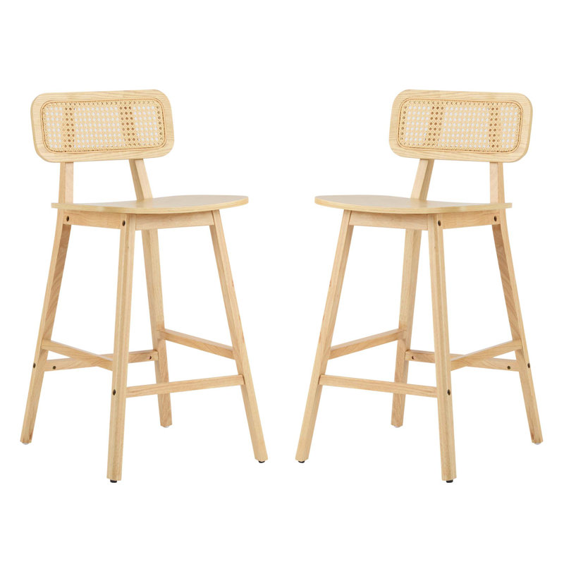 Tabouret de bar d'intérieur en bois Bari, naturel, ensemble de 2, Naturel