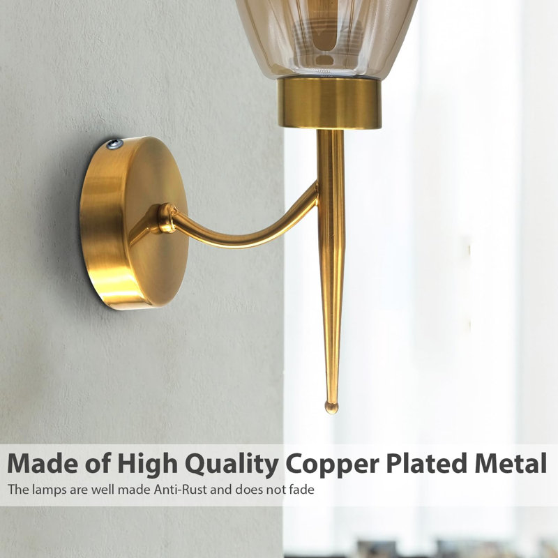 Aletris Glass LED Armed Sconce, Copper, No