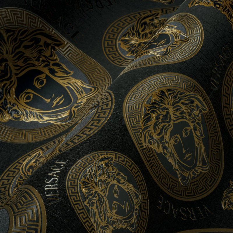 Versace Midnight Sky Monarch Unpasted Vinyl Wallpaper, Black/Gold