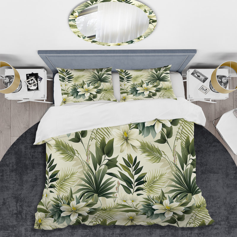 Ensemble de housse de couette Serene Jungle III - Plants, Housse de couette simple + 1 taie décorative stan