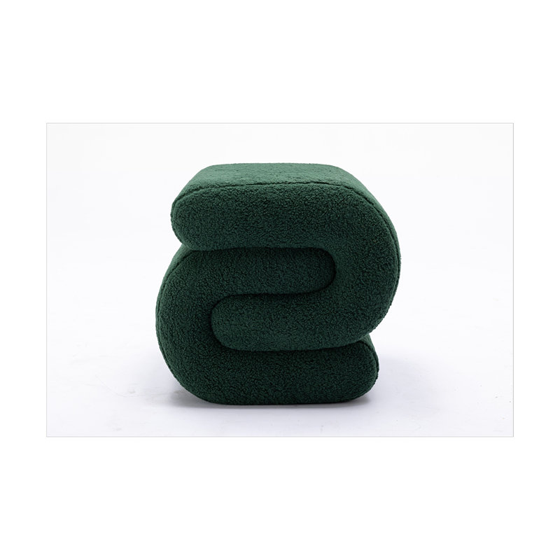Unique Upholstered Wool Ottoman, Green