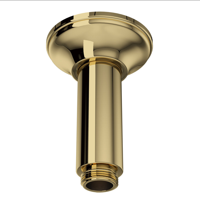 4" Ceiling Mount Shower Arm, Unlacquered Brass