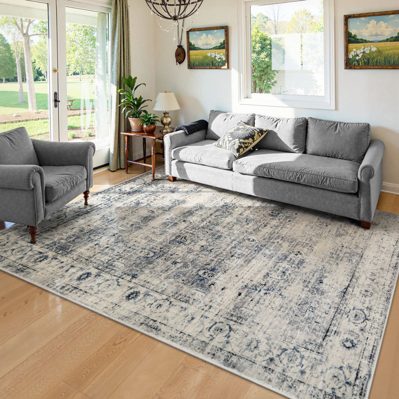 Clotilde Vintage Machine Washable Area Rugs Perfect for Living Room, Dining Room, Bedroom, Rectangle 6' x 9'