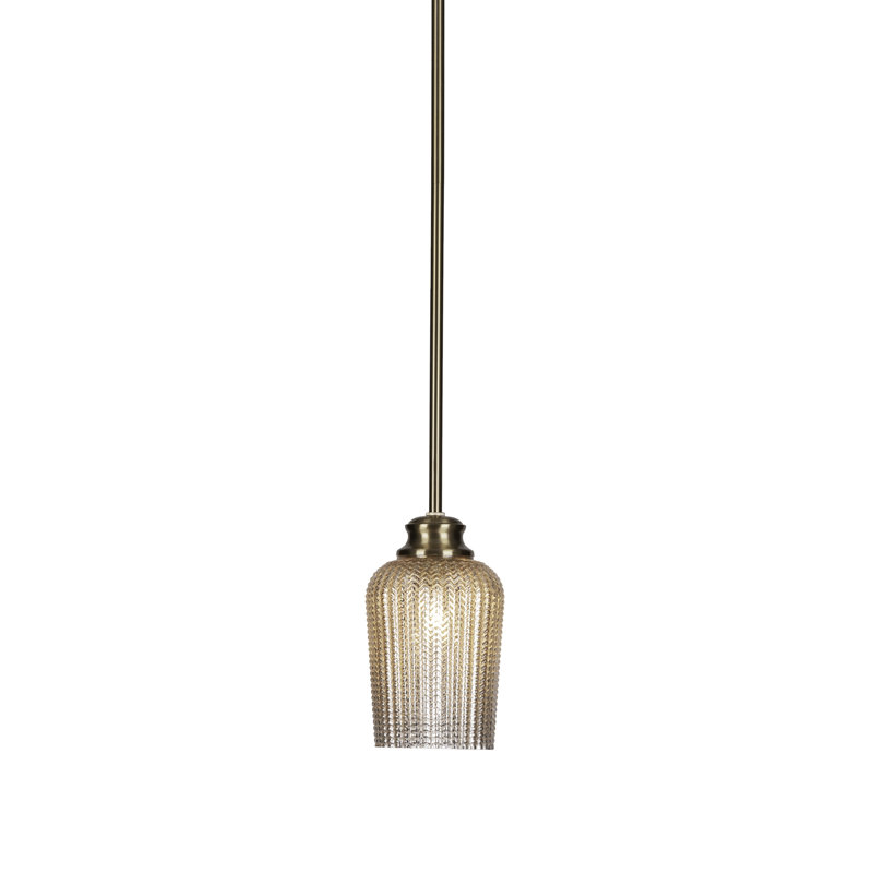 Luminaire suspendu avec tige en verre Cordova 5 po Cordova, Laiton New Age, Clear