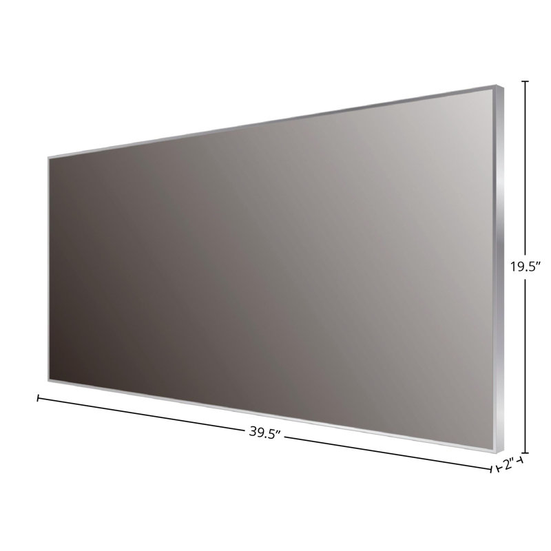 Matt Aluminum 20" Wide Framed Bathroom Mirror, Gray, 39.50" x 19.50"