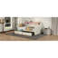 Lit de jour simple avec tiroirs de rangement, lit de jour rembourré avec station de charge et lumières DEL, beige