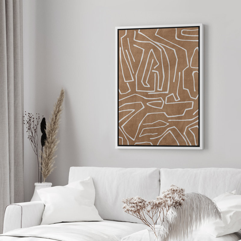 «Classic Abstract Lines» géométrique moderne encadrée de chambre à coucher décorations murales sur toile, Blanc