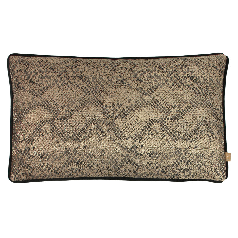Viper Animal Print Rectangular Cushion, Rust, Feathers