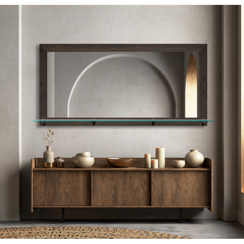 Miroir d'appoint Mowery, 27 po x 54,50 po, Brun foncé / noir