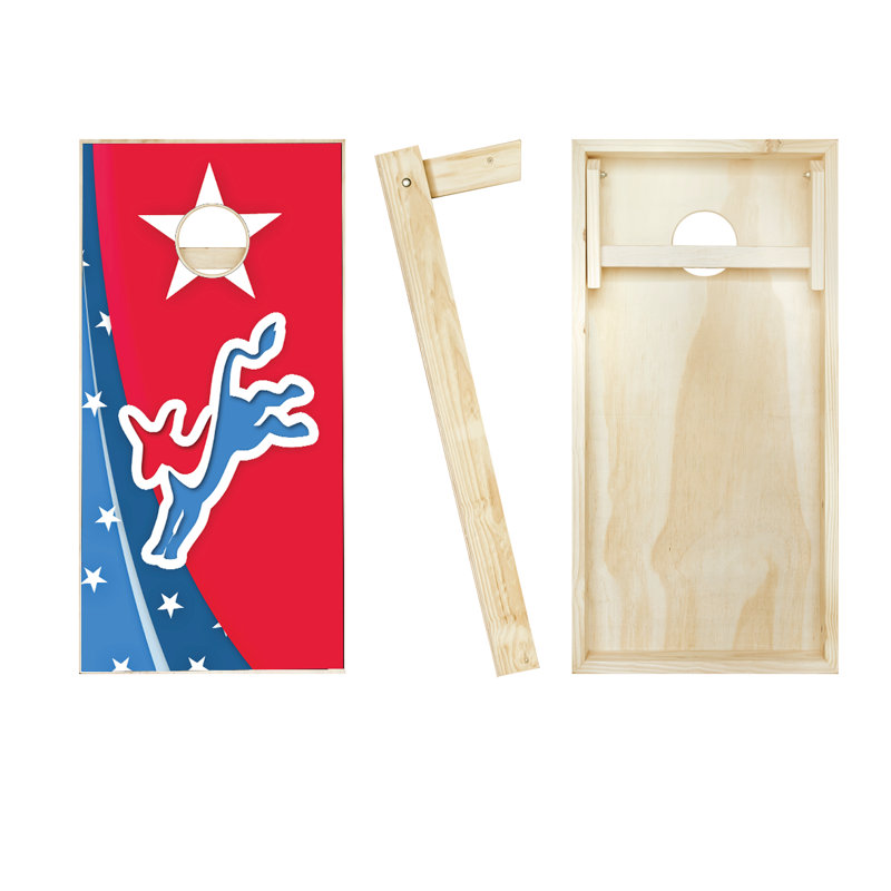 2' x 4' Democrat Solid Wood Cornhole Set with Bags, Red / Black