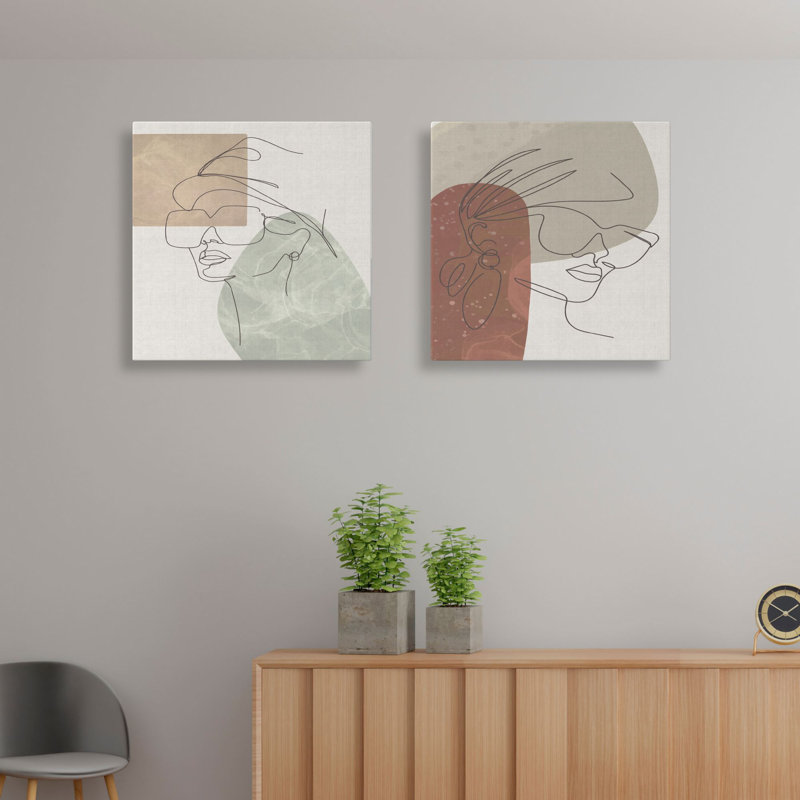 Stylish Decorative Canvas Paintings (2 Pieces), 12 x 12 Inches | 100% Canvas with 100% Wooden Frame | Perfect for Living Room, Bedroom, or Office Decor, Adds Elegance and Modern Touch to Any Space